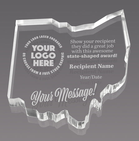 Ohio Paperweight Acrylic Award - 4.25 x 3.75 inch [ASTT-OH-Q]