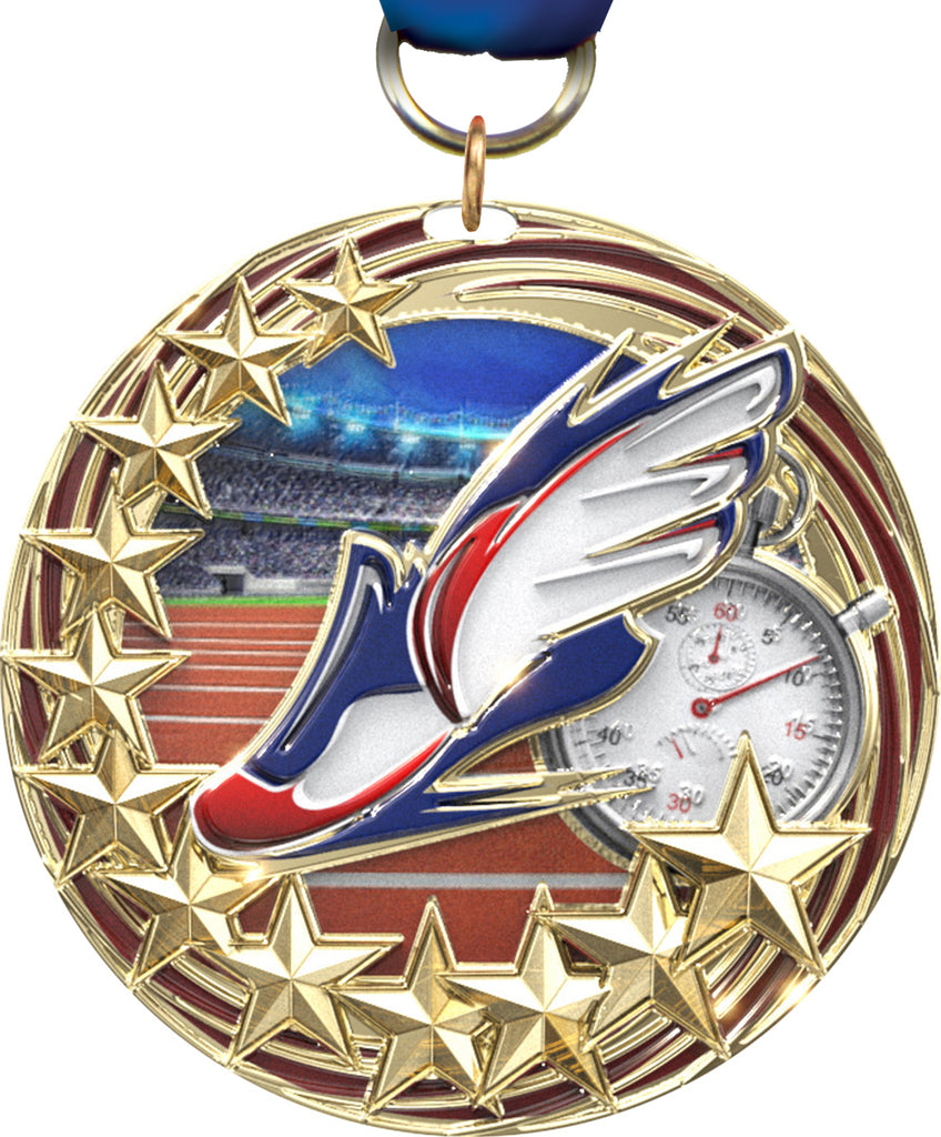Track Blasting Stars Medal - 2.25 inch [MSSB2-TK]