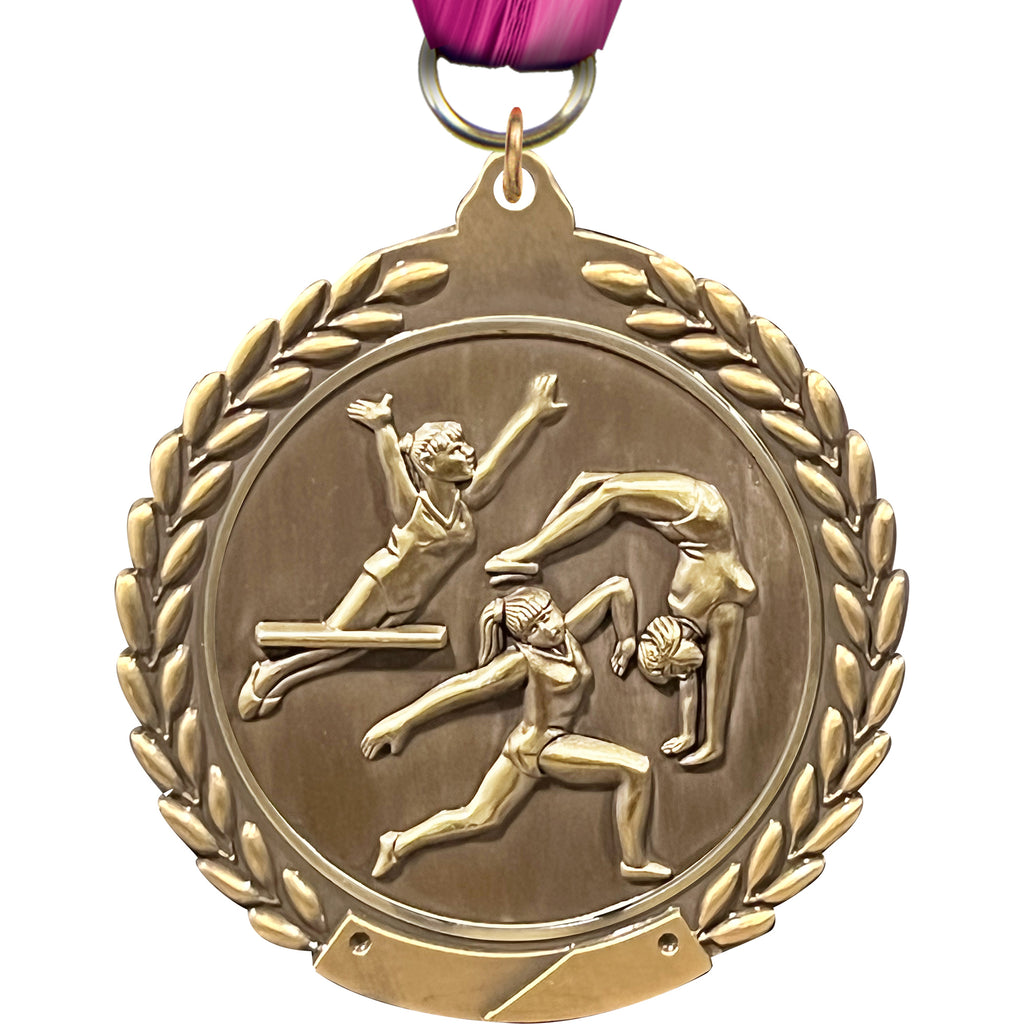 2.75 in Gymnastics Female Wreath Framed Medal [M311-GF]