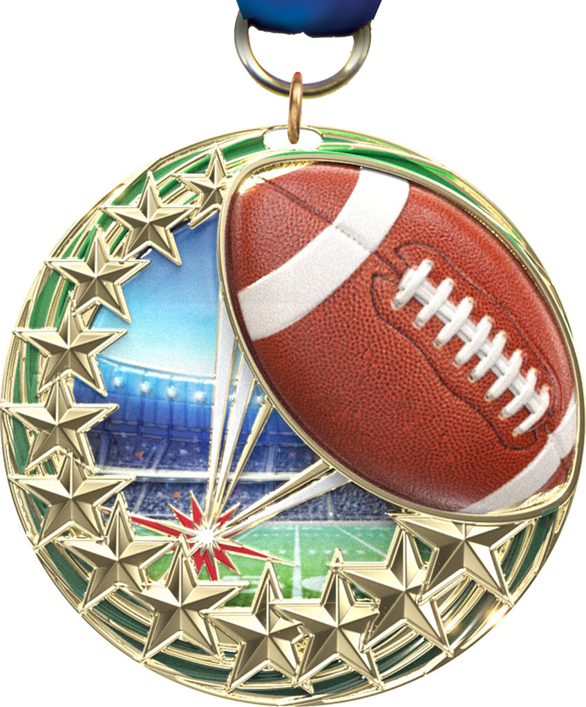Football Blasting Stars Medal - 2.25 inch [MSSB2-FB]