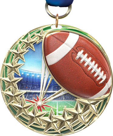 Football Blasting Stars Medal - 2.25 inch [MSSB2-FB]
