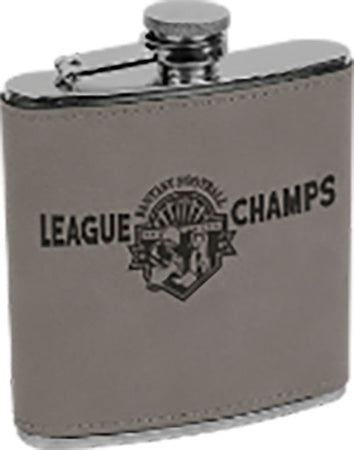 Laserable Leatherette 6 oz Flask- Gray [FLSKJ-619]