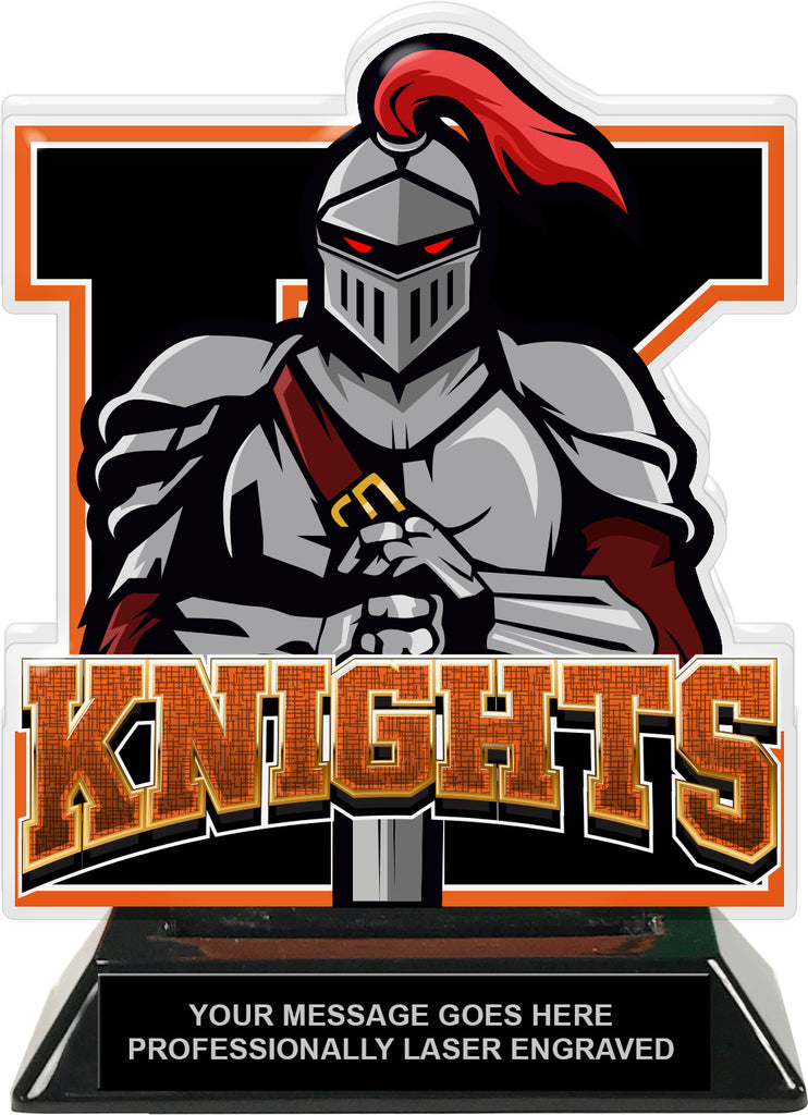 Knights Mascot Colorix-T Acrylic Trophy - 6.25 inch Orange [TACR6-MSCT-KNGT-ORG-Q]