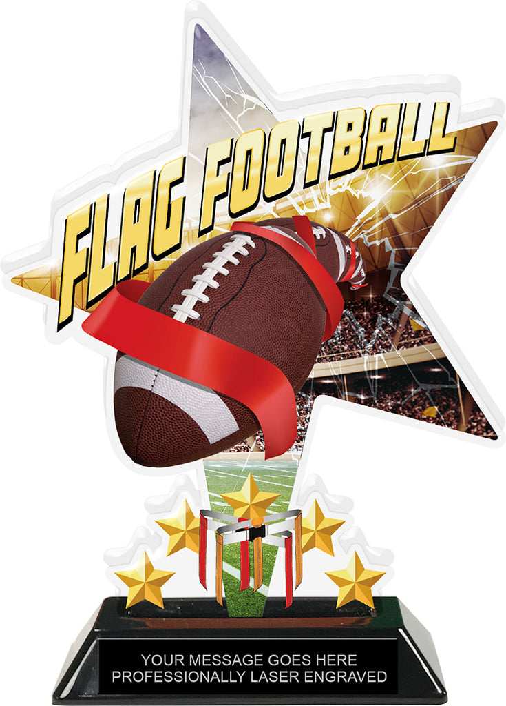 Flag Football Shattered Star Colorix Acrylic Trophy- 8.5 inch [TACR85-STR-FLGFB-Q]