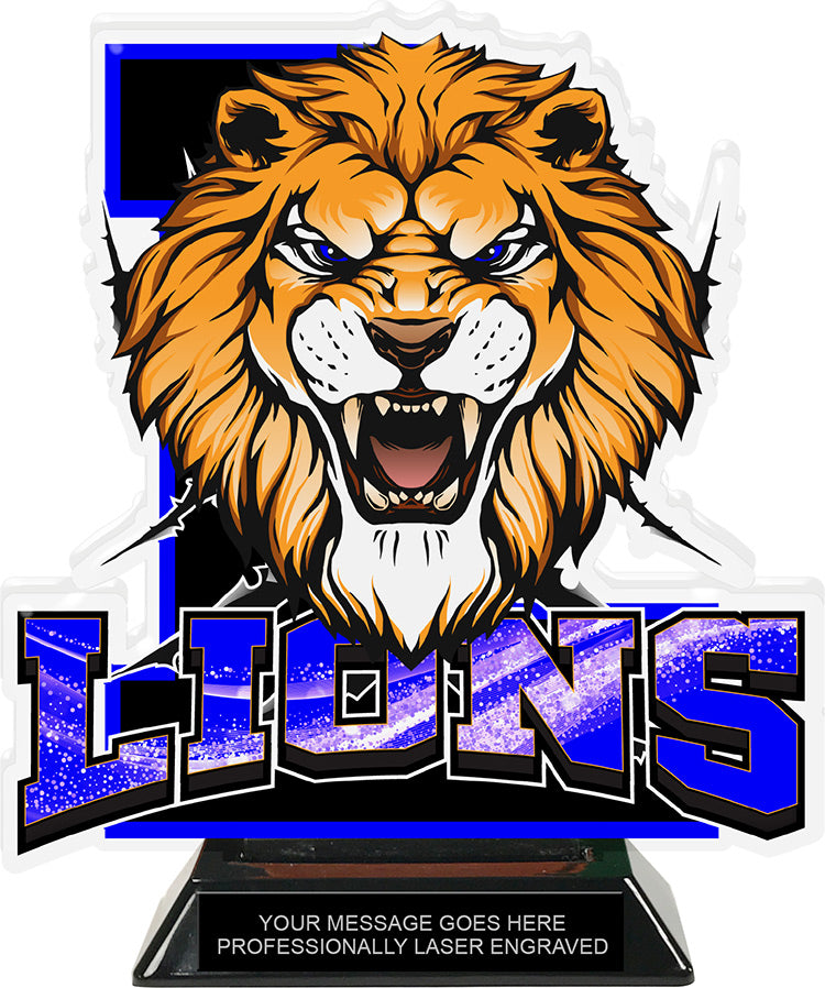 Lion Mascot Colorix-T Acrylic Trophy- 8.25 inch [TACR8-MSCT-LION-Q]