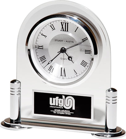 Desk Clock with Beveled Glass Upright [CT996]