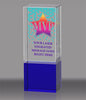 Custom Crystal Block Award with Cobalt Blue Bottom - 6 inch [CF39-6-FC-X]