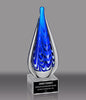 Blue and Black Teardrop Shaped Art Glass Award 10