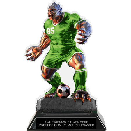 Beast Soccer Choose Your Number Acrylic Trophy - 7 inch Green [TACR7-BST-SC-GRN-Q]