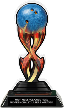 Bowling Tribal Flames Acrylic Trophy- 8.5 inch [TACR85-TF-BW-Q]