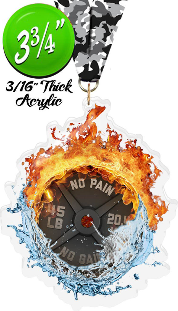 Fire & Water Weightlifting Colorix-M Acrylic Medal [MACR375-FW-WL-Q]