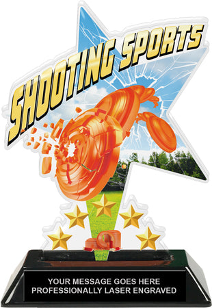 Shooting Sports Shattered Star Colorix Acrylic Trophy - 7 inch [TACR7-STR-SHTSPT-Q]