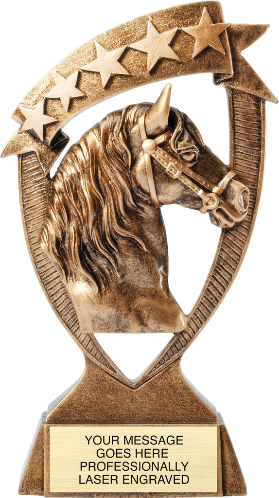Horse Banner Resin Trophy - 7 inch [RM5SHS-7]