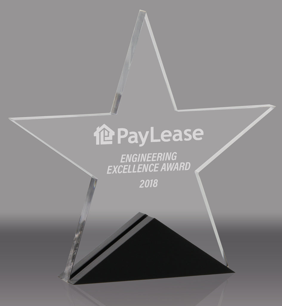 Acrylic Star with Black Accents - 6.5 inch [ATSTRI-6-Q]