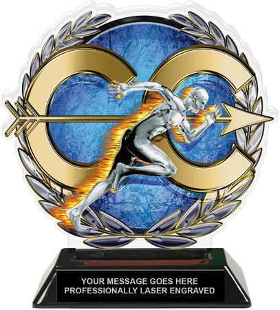 Cross Country Male Colorix-T Acrylic Trophy- 6.25 inch [TACR6-CC-M-Q]
