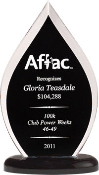Flame Series Clear Acrylic Awards with Black Silk Screened Back