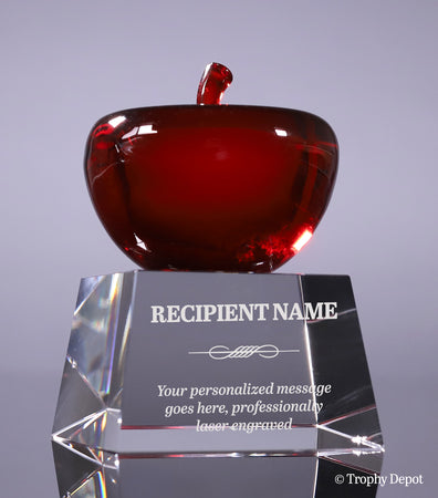 Crystal Red Apple Award with Clear Base [CM189-4]