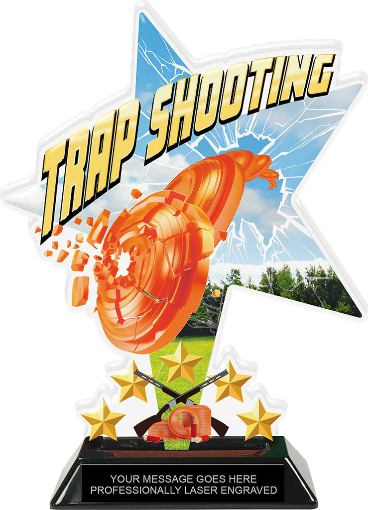 Trap Shooting Shattered Star Colorix Acrylic Trophy- 8.5 inch [TACR85-STR-TRAP-Q]
