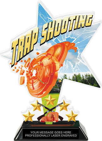 Trap Shooting Shattered Star Colorix Acrylic Trophy- 8.5 inch [TACR85-STR-TRAP-Q]