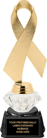Gold Awareness Ribbon Diamond Riser Trophy [TDRAWRB-GLD]