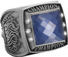 Championship Ring with Blue Center Stone- Silver [RGSJ-S-CHMP-BLU]