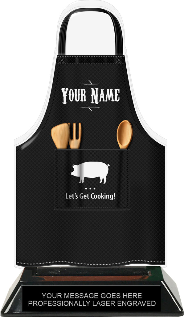 Cooking Apron Colorix-T Acrylic Trophy - Black [TACR7-JSY-COOK-BLK-Q]