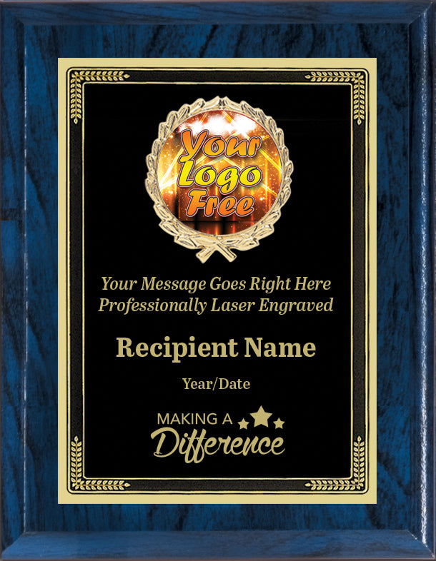 Plaque with Etched Black Brass Plate and Custom Insert - 7x9 inch [PX341]