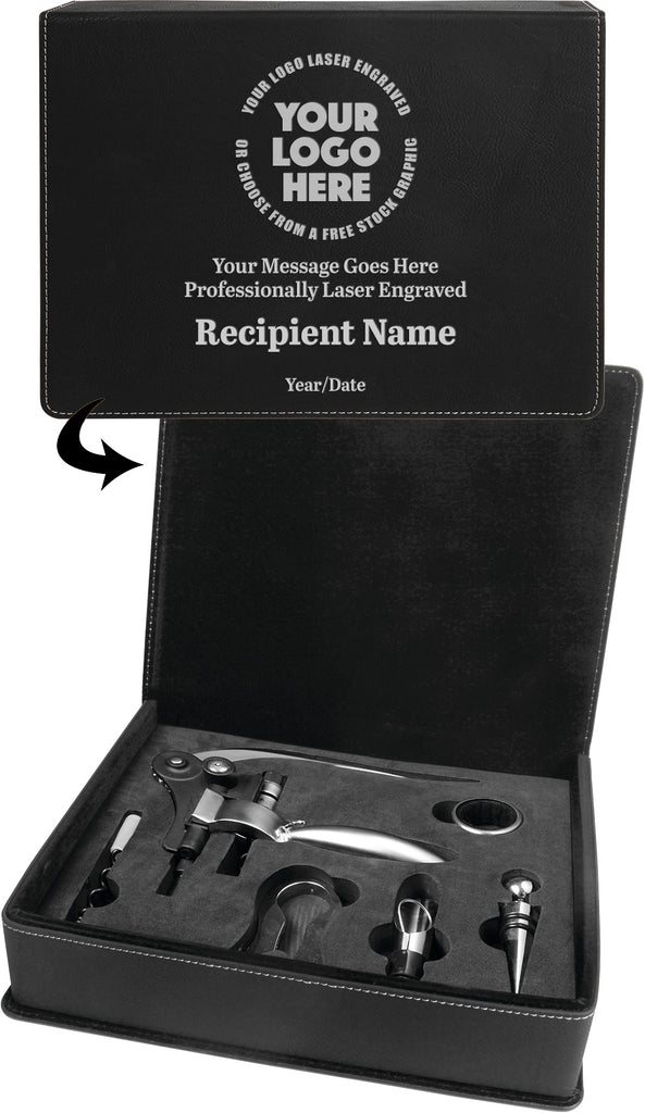 5 Piece Leatherette Wine Tool Set- Black [WTS79J]