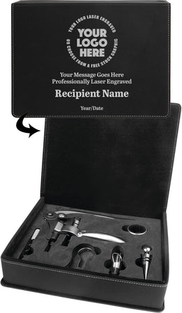 5 Piece Leatherette Wine Tool Set- Black [WTS79J]