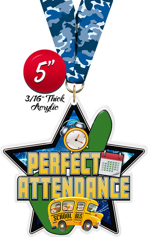 Perfect Attendance Colorix-M Acrylic Medal [MACR5-KN-PA-Q]