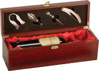 Rosewood Finish Single Wine Presentation Box with Tools Gift Set [GJ-WBX11]