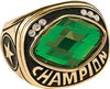 Green Cut Glass Champion Ring- Gold [RNGJ6-GRN-G]