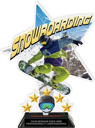 Snowbording Shattered Star Colorix Acrylic Trophy- 10 inch [TACR10-STR-SNWBRD-Q]