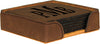Dark Brown Square Leatherette 6-Coaster Set [CTSTJSQ-240]