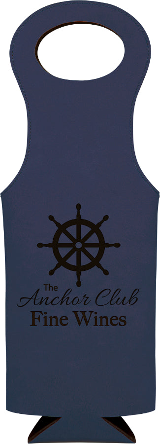 Blue Leatherette Wine Bag  [WNHJ-397]