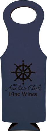 Blue Leatherette Wine Bag  [WNHJ-397]