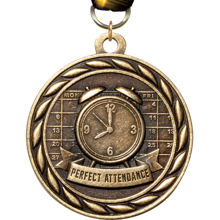 2" Perfect Attendance  Scholastic Medal- Gold [MM3KN2-PA]