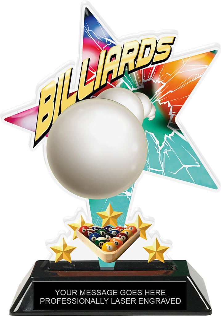 Billiards Shattered Star Colorix Acrylic Trophy- 7 inch [TACR7-STR-BL-Q]