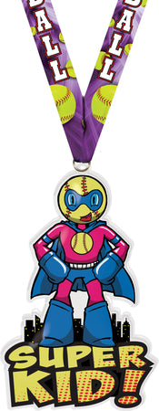 Exclusive Softball Super Kid Acrylic Medal- 6 inch [MACR6-SHKD-SBM-Q]