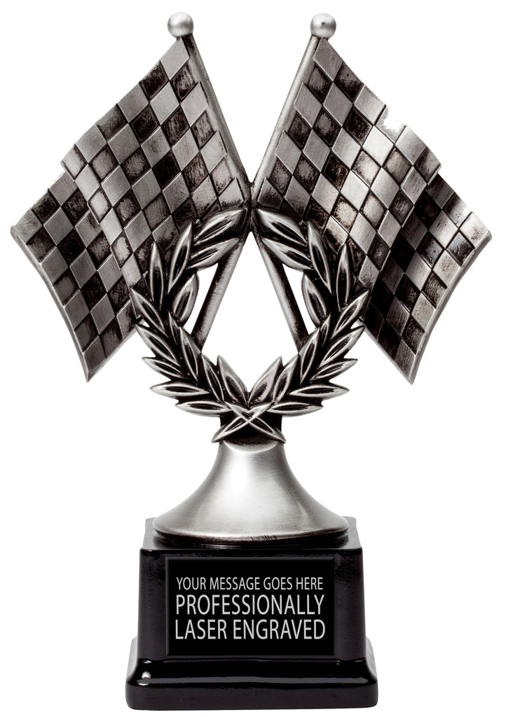 Crossed Flags Resin Trophy [RM1078]