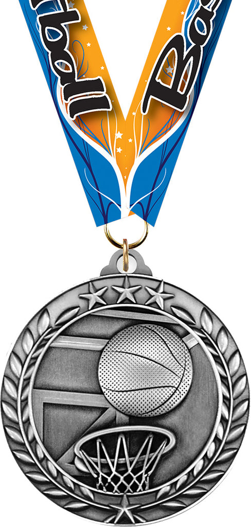 Basketball Dimensional Medal- Silver [MSW2-BK-S]