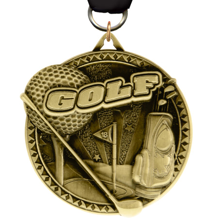 2" Golf Ultra-Impact 3-D Medal MDTD2-GL