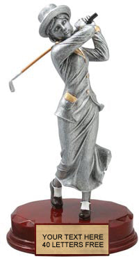 Golf Vintage Female 6.75" Silver Resin on Piano Finish Base [SCR6S-GLF]