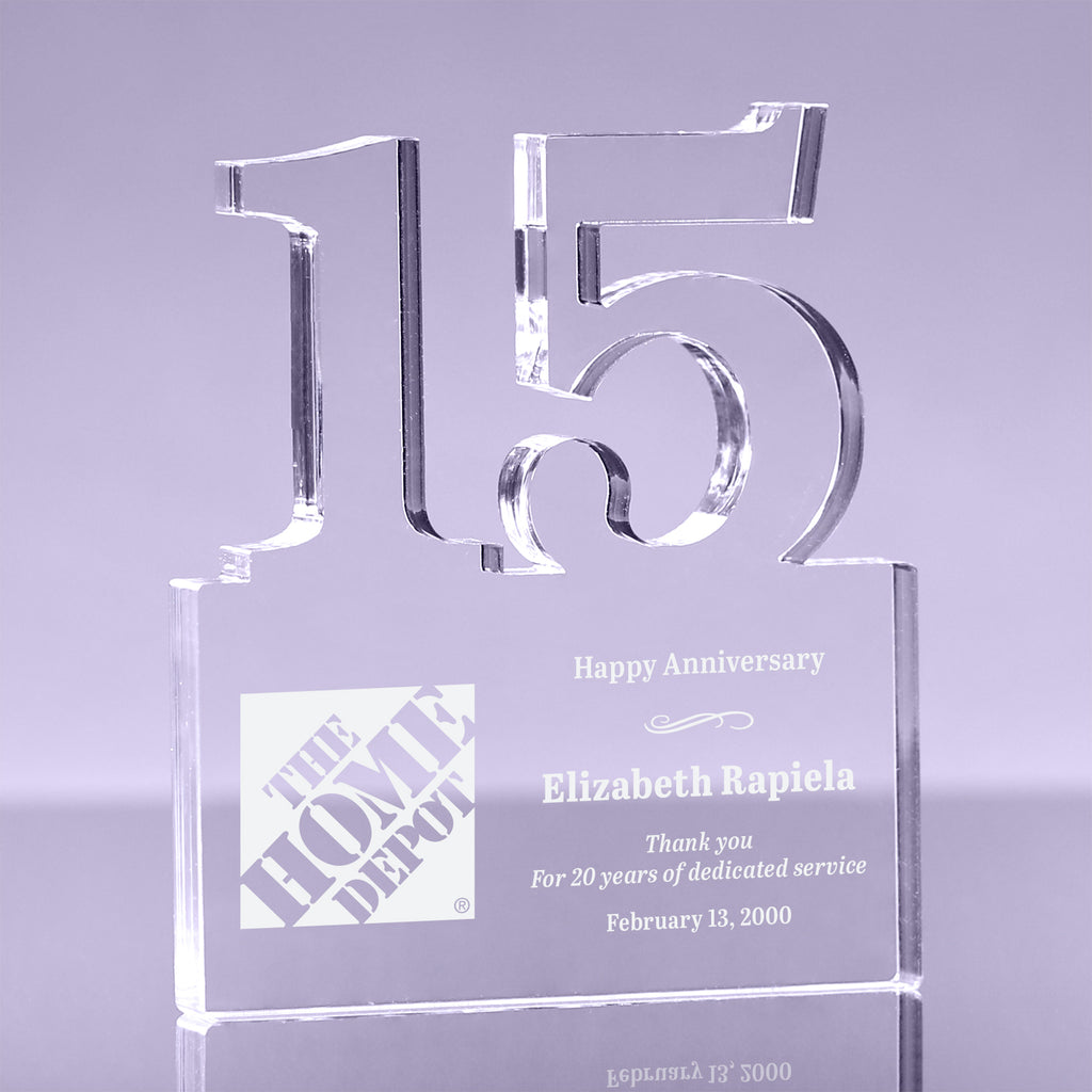 Number 15 Acrylic Award - 6 inch [ATNM-15-6-Q]