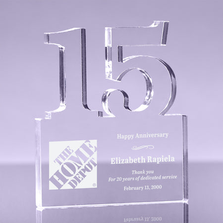 Number 15 Acrylic Award - 6 inch [ATNM-15-6-Q]