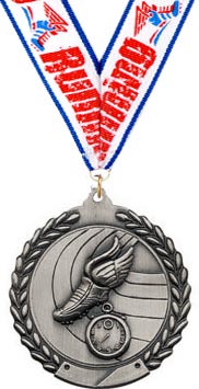 2.75 in Track Wreath Framed Medal- Silver [M311-TK-S]