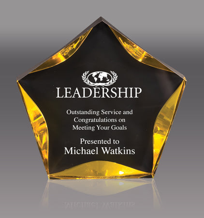 Acrylic Gold and Black Luminary Star - 5 inch [ALSB5G]