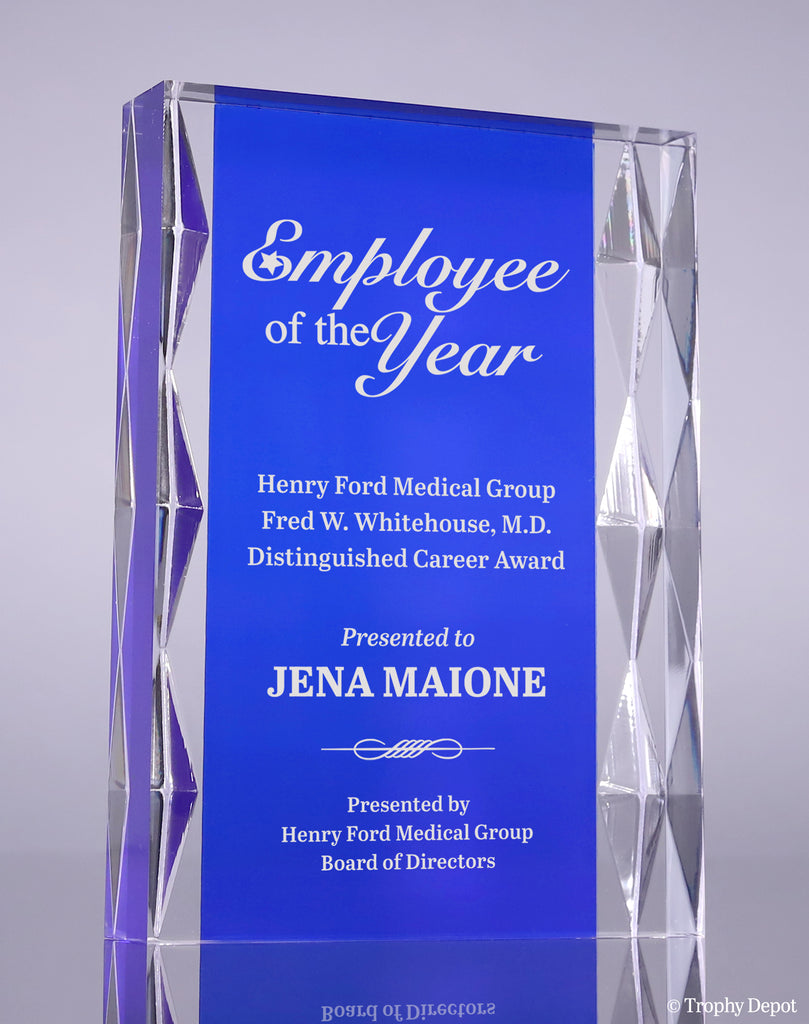 Acrylic with Blue Background and Carved Jewel Accents [AT7015]