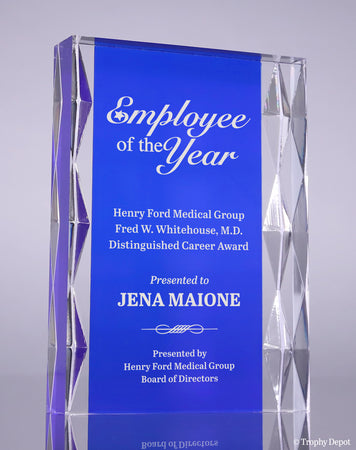 Acrylic with Blue Background and Carved Jewel Accents [AT7015]