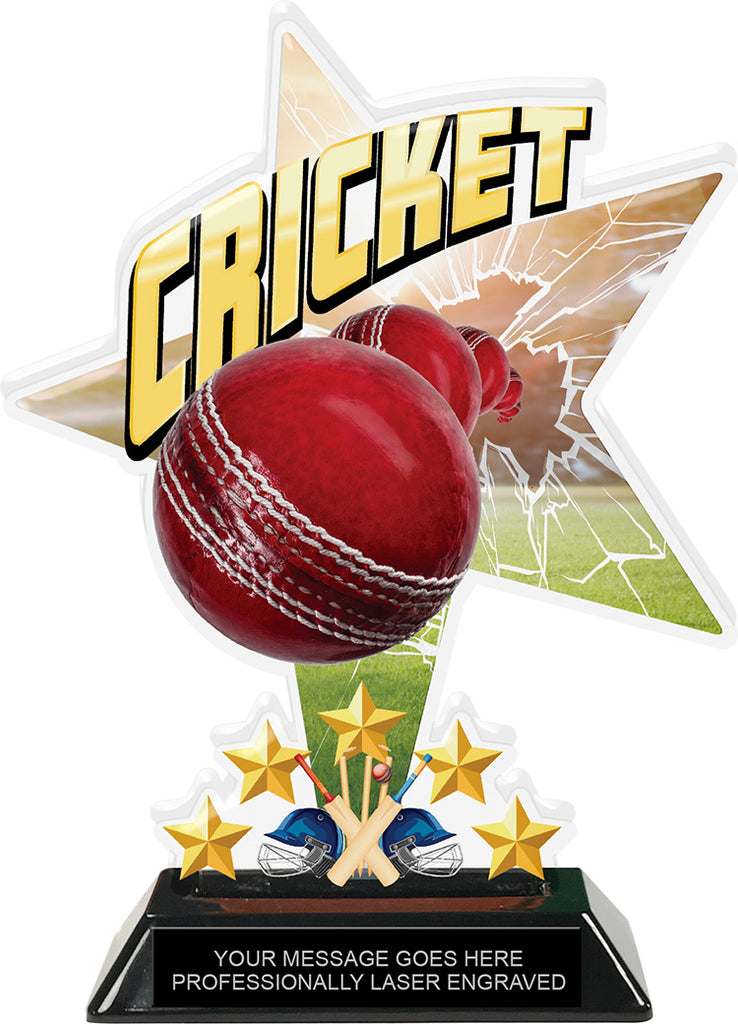 Cricket Shattered Star Colorix Acrylic Trophy- 8.5 inch [TACR85-STR-CRKT-Q]